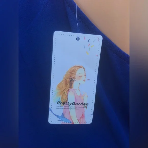 NWT PrettyGarden Blue One Shoulder Dress - Picture 4 of 14